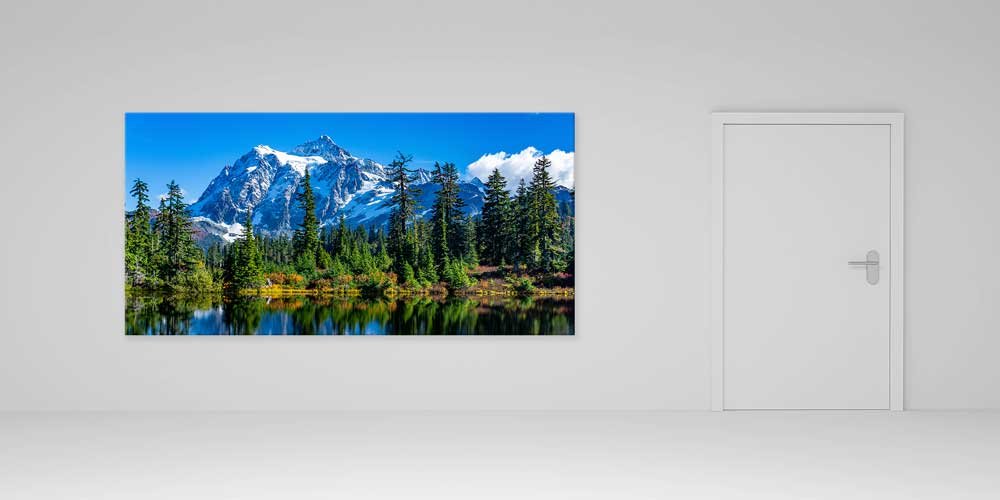 Karlı Dağ Zirvesi ve Orman Gölü Büyük Ebat Duvar Dekor Ürünü 14165