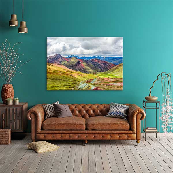 Renkli Vadi Dağ Manzarası Kanvas Tablo 13560