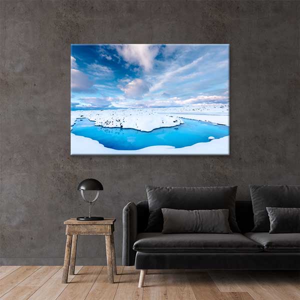 wall-interior-design-13386-01 Buzullarda Mavi Göl Manzarası Kanvas Tablo 13386