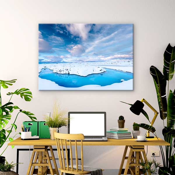 wall-interior-design-13386-02 Buzullarda Mavi Göl Manzarası Kanvas Tablo 13386