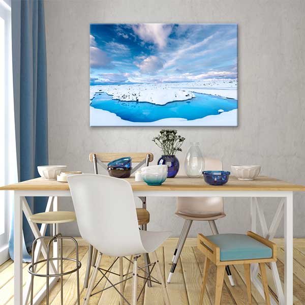 wall-interior-design-13386-03 Buzullarda Mavi Göl Manzarası Kanvas Tablo 13386