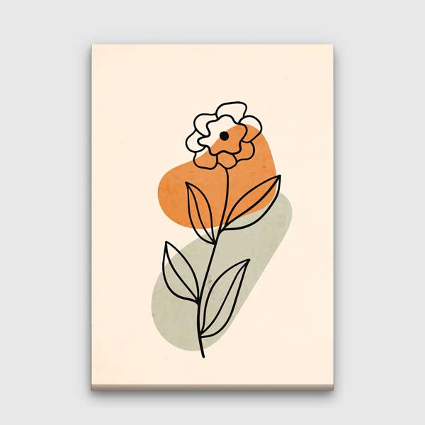 Turuncu Çiçek Figürlü Minimal Duvar Tablosu 13958