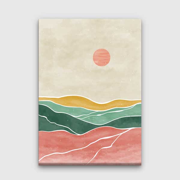 Pastel Katmanlı Soyut Manzara Minimal Duvar Tablosu 13975