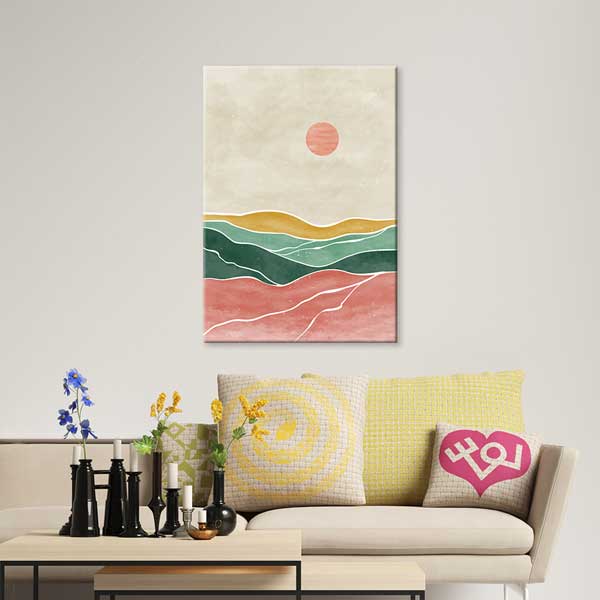 Pastel Katmanlı Soyut Manzara Minimal Duvar Tablosu 13975