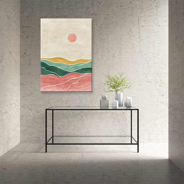 Pastel Katmanlı Soyut Manzara Minimal Duvar Tablosu 13975