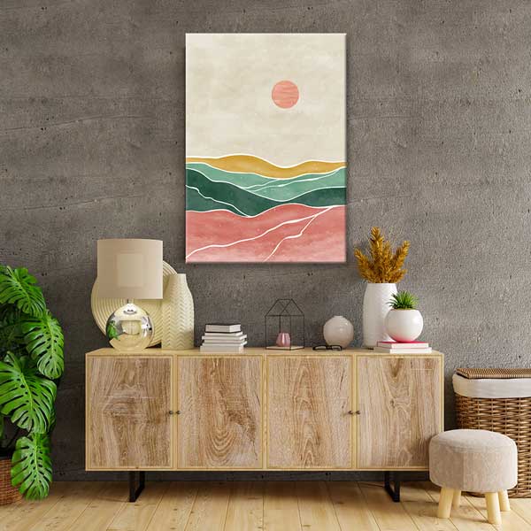 Pastel Katmanlı Soyut Manzara Minimal Duvar Tablosu 13975