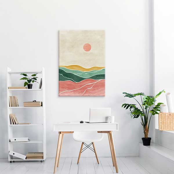 Pastel Katmanlı Soyut Manzara Minimal Duvar Tablosu 13975