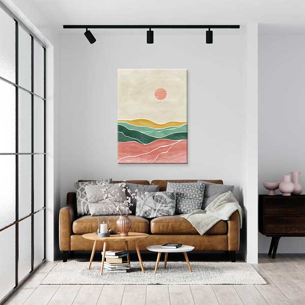 Pastel Katmanlı Soyut Manzara Minimal Duvar Tablosu 13975