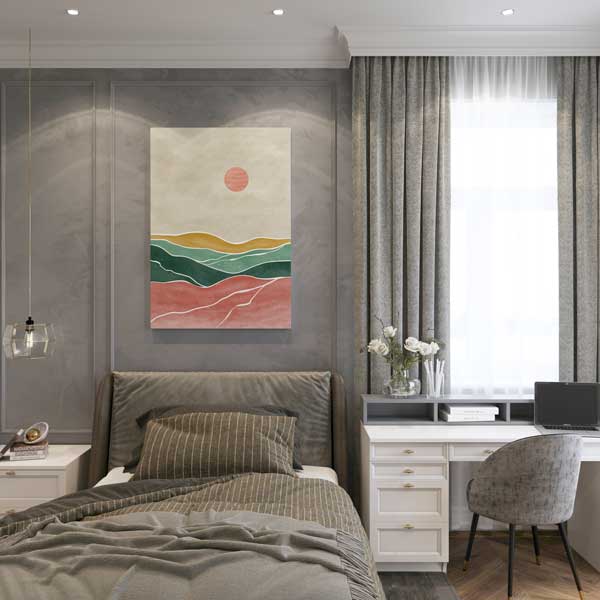 Pastel Katmanlı Soyut Manzara Minimal Duvar Tablosu 13975