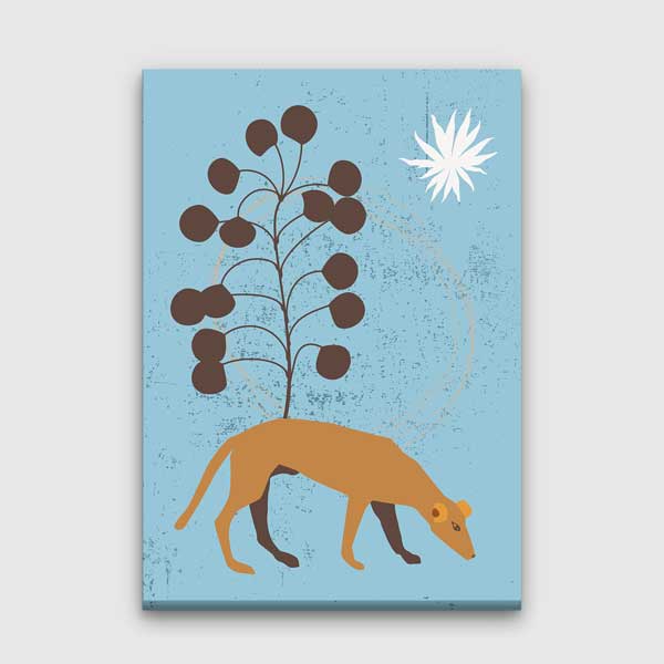 Minimal Tilki ve Bitki Figürlü Duvar Tablosu 13976