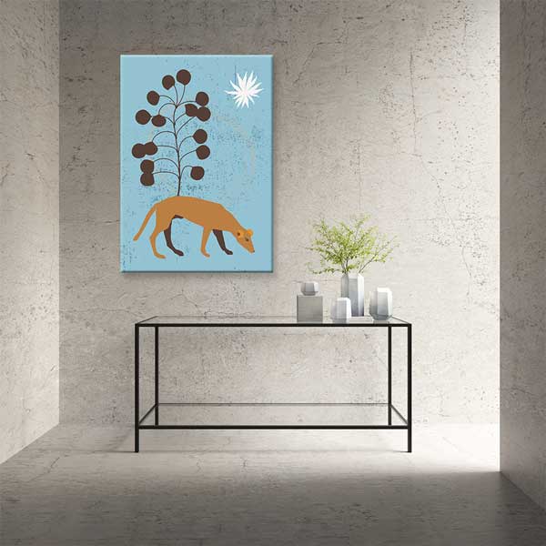 Minimal Tilki ve Bitki Figürlü Duvar Tablosu 13976
