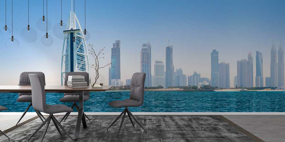 Dubai Marina ve Burj Al Arab Şehir Manzarası Duvar Kaplaması 12860