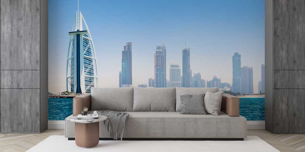 Dubai Marina ve Burj Al Arab Şehir Manzarası Duvar Kaplaması 12860