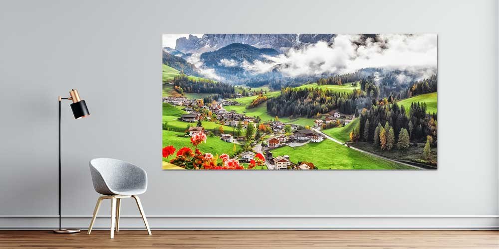 Alp Vadisi Sisli Köy Manzarası Büyük Ebat Duvar Dekoru 14243