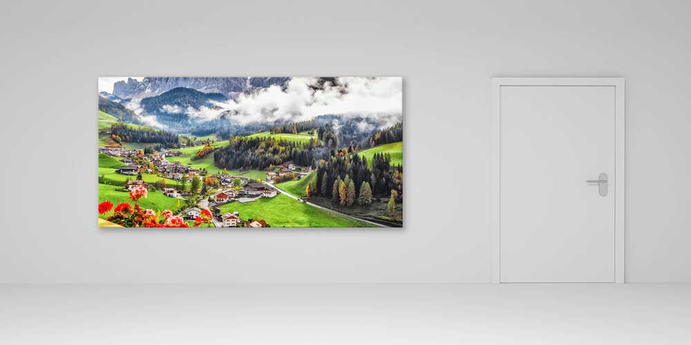 Alp Vadisi Sisli Köy Manzarası Büyük Ebat Duvar Dekoru 14243