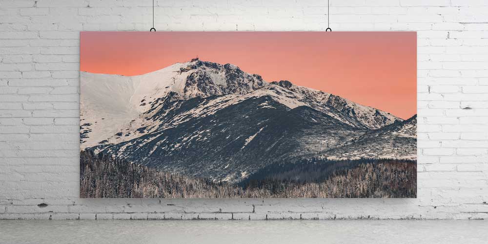 Büyük Ebat Duvar Dekoru Turuncu Gün Batımı Dağ Manzarası 14251