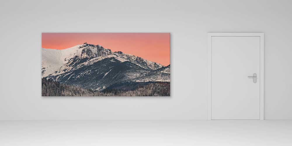 Büyük Ebat Duvar Dekoru Turuncu Gün Batımı Dağ Manzarası 14251