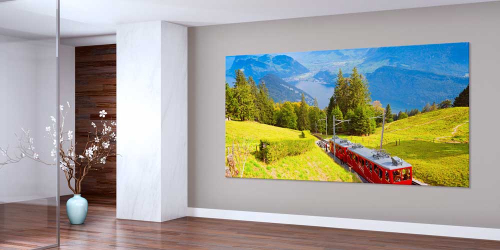 Dağ Tren Yolu ve Göl Manzarası Büyük Ebat Duvar Dekoru 14247