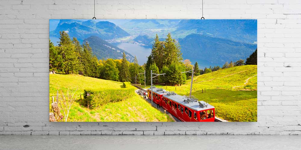 Dağ Tren Yolu ve Göl Manzarası Büyük Ebat Duvar Dekoru 14247