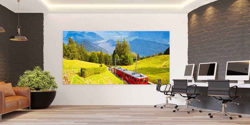 Dağ Tren Yolu ve Göl Manzarası Büyük Ebat Duvar Dekoru 14247