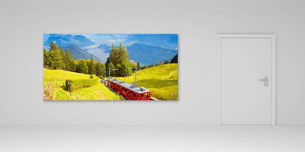 Dağ Tren Yolu ve Göl Manzarası Büyük Ebat Duvar Dekoru 14247