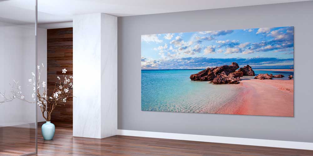 Pembe Sahil ve Turkuaz Deniz Büyük Ebat Duvar Dekoru 14254