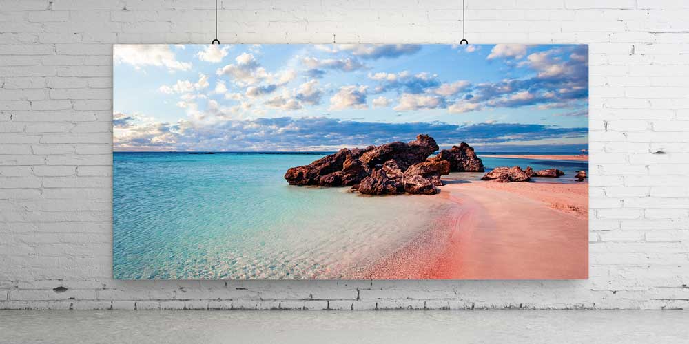 Pembe Sahil ve Turkuaz Deniz Büyük Ebat Duvar Dekoru 14254