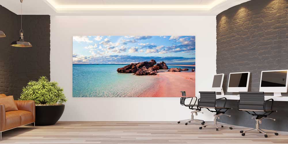 Pembe Sahil ve Turkuaz Deniz Büyük Ebat Duvar Dekoru 14254