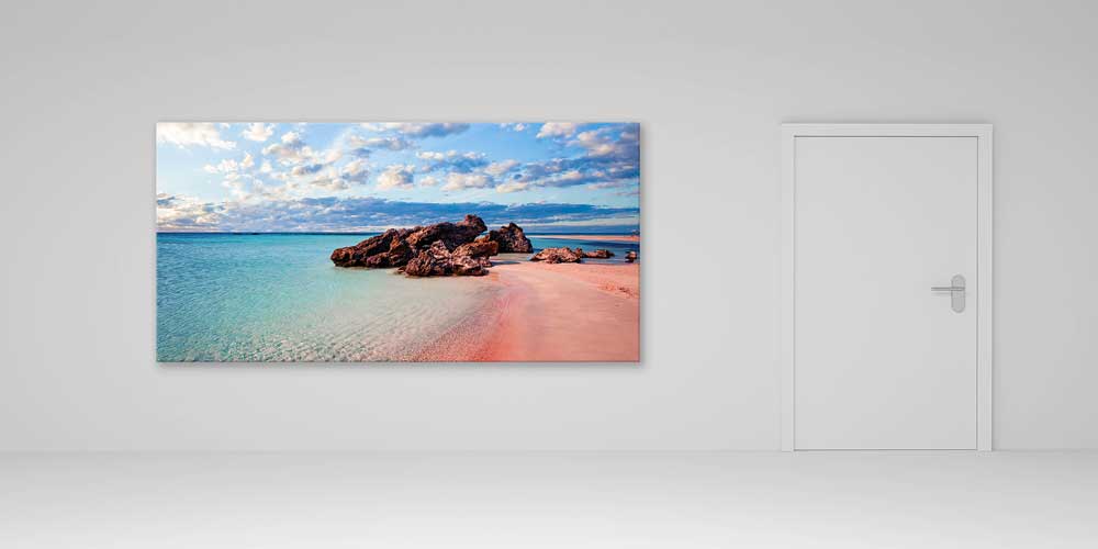 Pembe Sahil ve Turkuaz Deniz Büyük Ebat Duvar Dekoru 14254