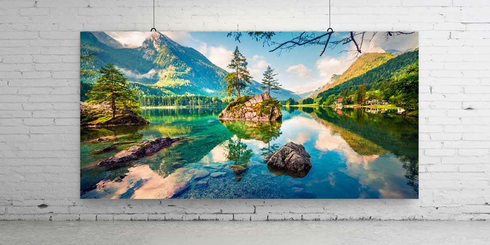 Dağların Yansıdığı Sakin Göl Manzaralı Büyük Ebat Duvar Dekoru 14257