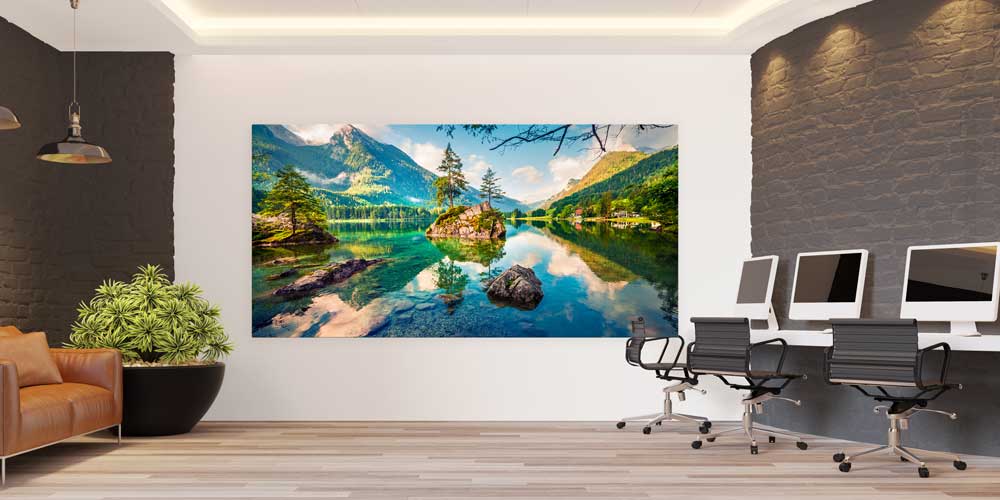 Dağların Yansıdığı Sakin Göl Manzaralı Büyük Ebat Duvar Dekoru 14257