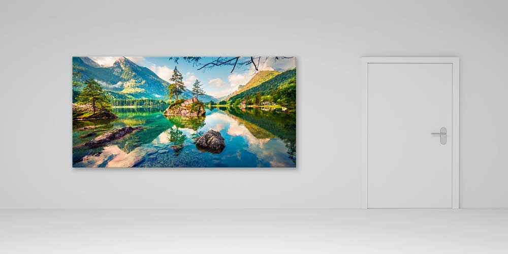 Dağların Yansıdığı Sakin Göl Manzaralı Büyük Ebat Duvar Dekoru 14257