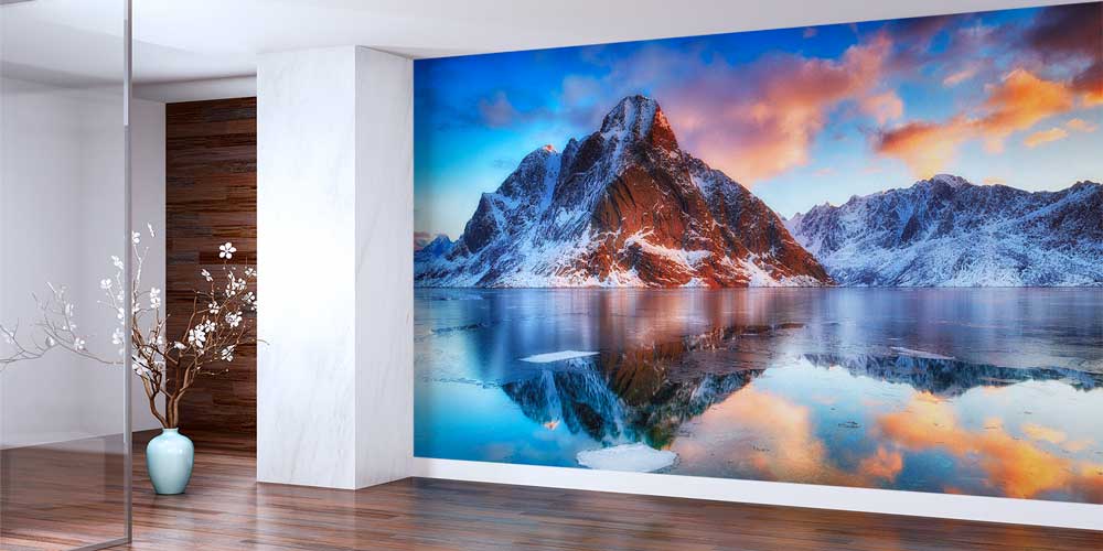 Karlı Dağlar ve Göl Yansıması Manzaralı Duvar Kağıdı 13083