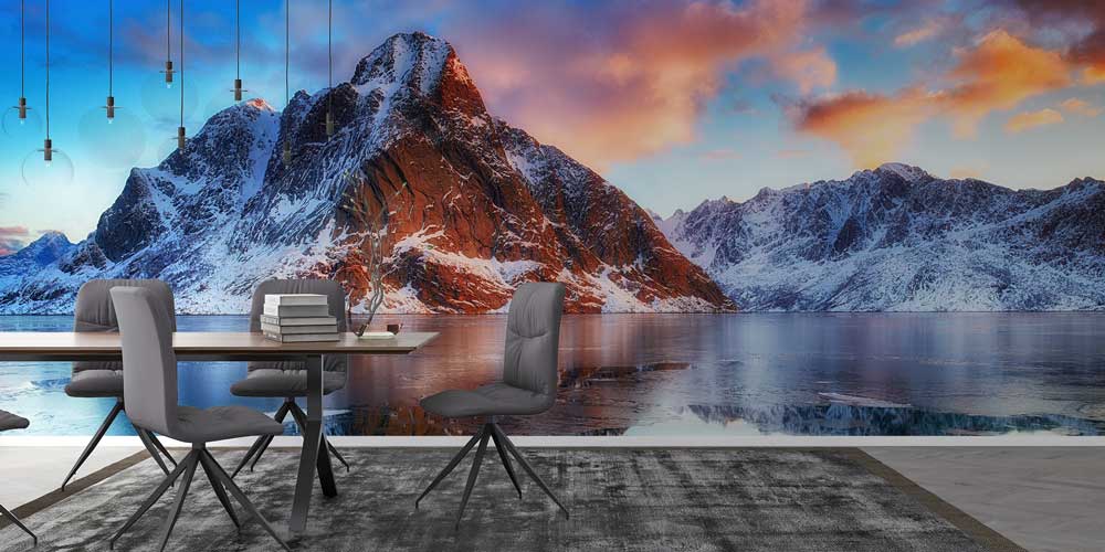 Karlı Dağlar ve Göl Yansıması Manzaralı Duvar Kağıdı 13083