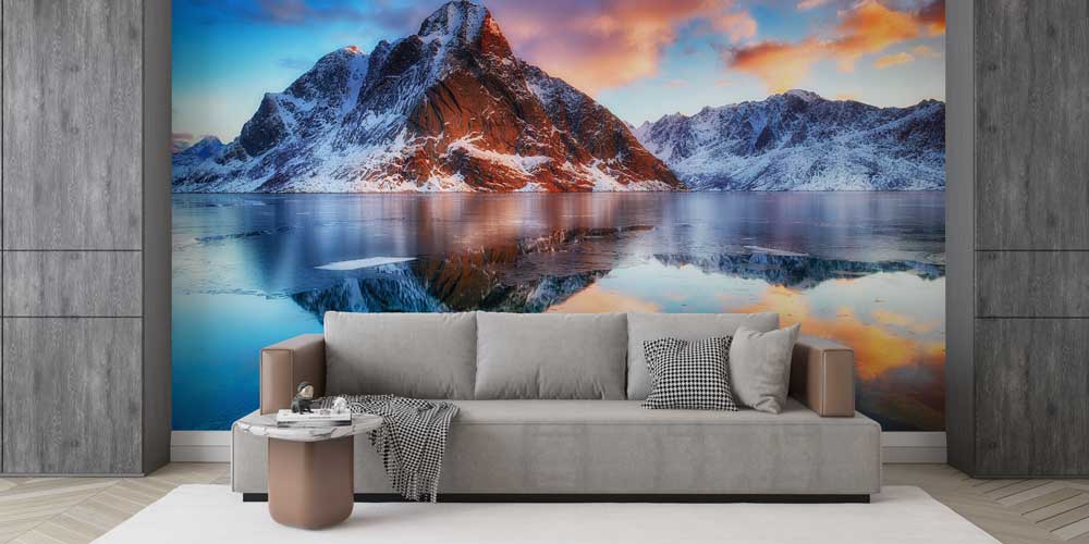Karlı Dağlar ve Göl Yansıması Manzaralı Duvar Kağıdı 13083
