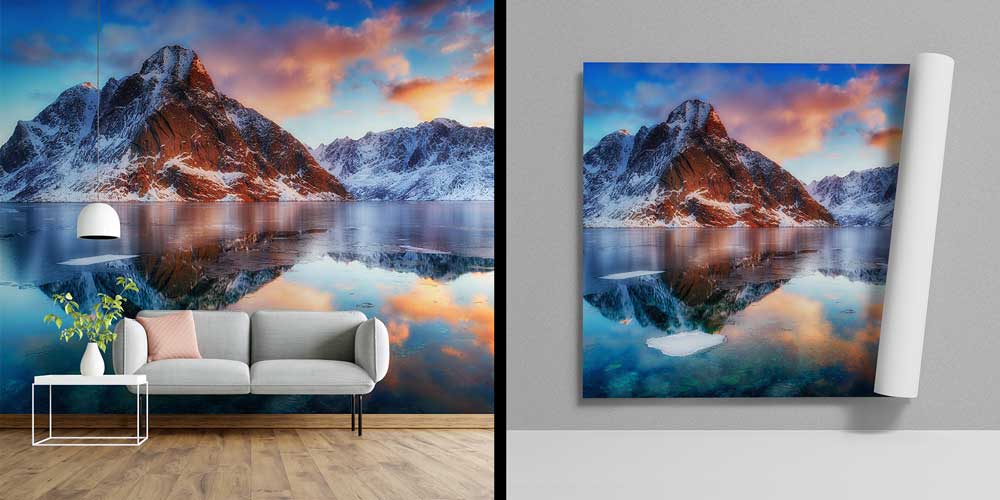 Karlı Dağlar ve Göl Yansıması Manzaralı Duvar Kağıdı 13083