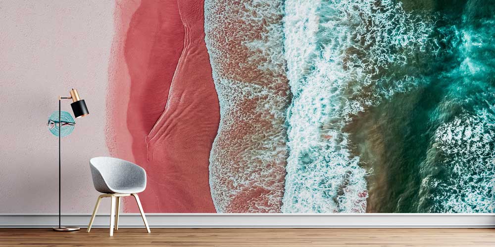 Havadan Deniz ve Pembe Sahil Manzaralı Duvar Kağıdı 13082