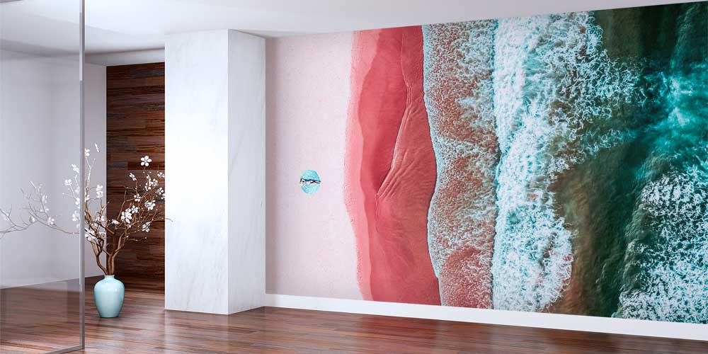 Havadan Deniz ve Pembe Sahil Manzaralı Duvar Kağıdı 13082