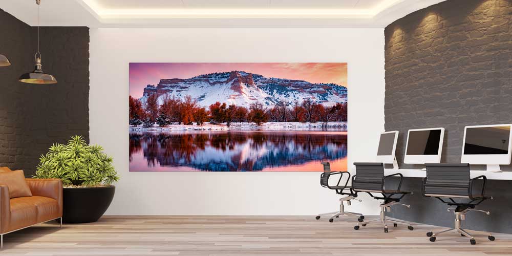 Göl Yansımalı Karlı Dağ Manzarası Büyük Ebat Duvar Dekor Ürünü 14172