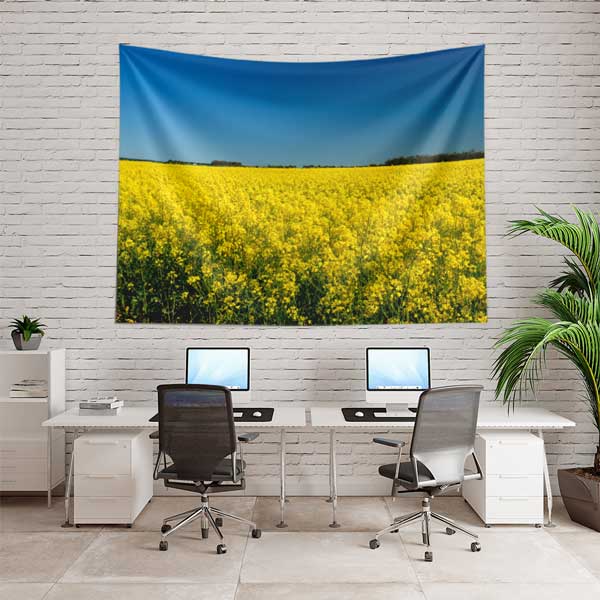 Afrika Sarı Çiçek Tarlası Doğa Manzarası Duvar Örtüsü Kumaş Baskı 14266