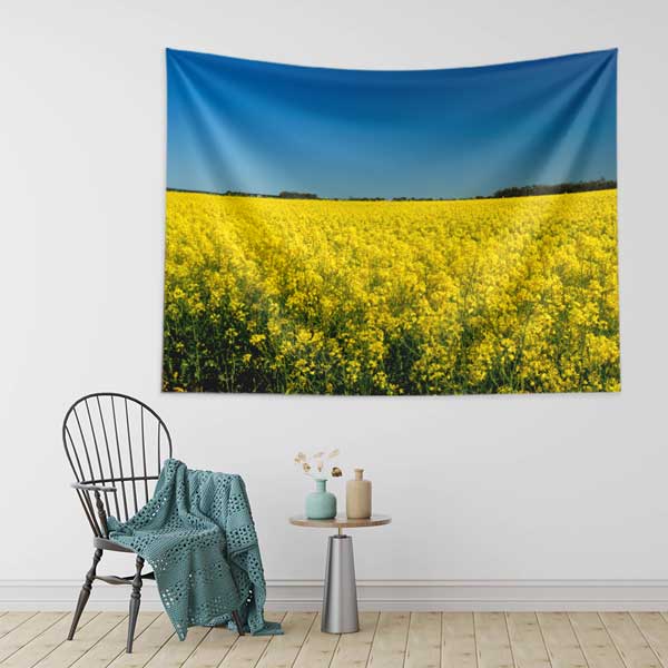 Afrika Sarı Çiçek Tarlası Doğa Manzarası Duvar Örtüsü Kumaş Baskı 14266