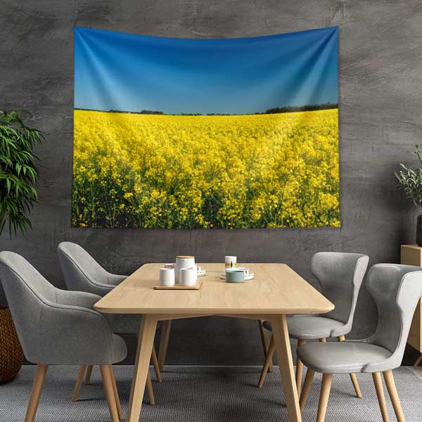 Afrika Sarı Çiçek Tarlası Doğa Manzarası Duvar Örtüsü Kumaş Baskı 14266