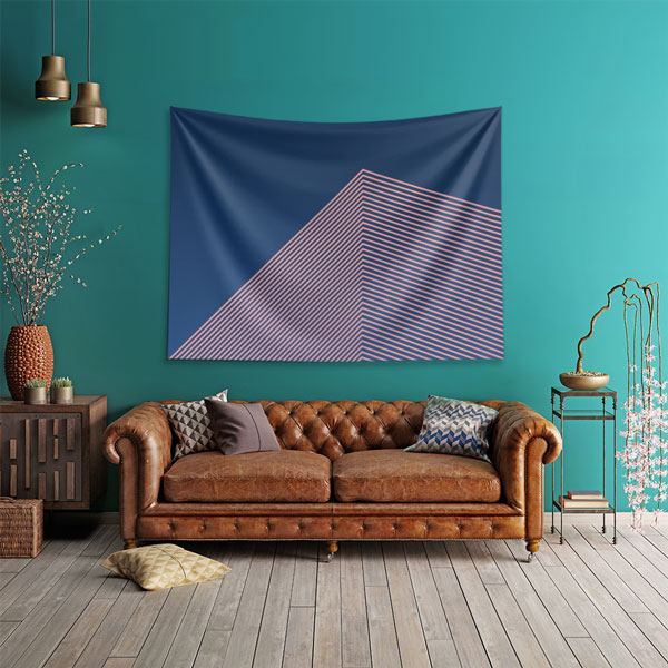 wall-tapestry-5596-01 Geometrik Çizgili Mimari Form Duvar Örtüsü Kumaş Baskı 5596