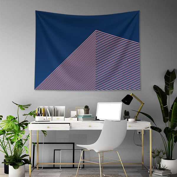 wall-tapestry-5596-02 Geometrik Çizgili Mimari Form Duvar Örtüsü Kumaş Baskı 5596