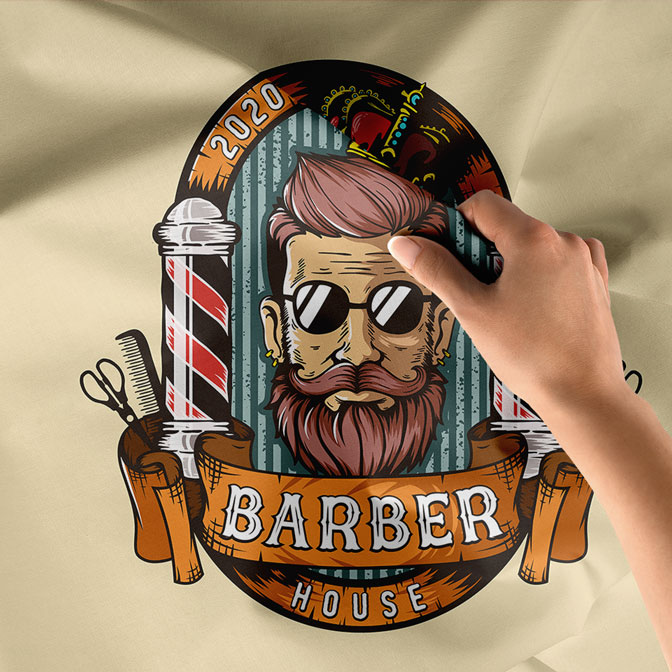 Barber House İllüstrasyonlu Modern Berber Duvar Örtüsü 5746