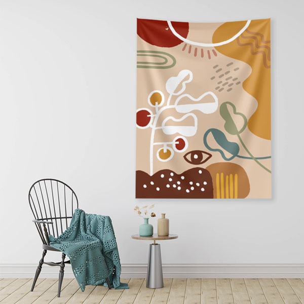 Soyut Güneş ve Doğal Formlar Minimal Duvar Örtüsü – Modern Sanat Dekoru 6271