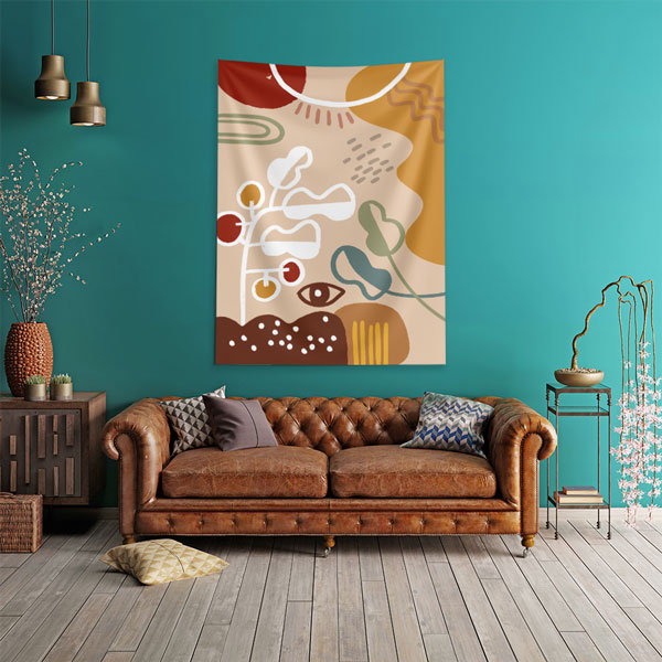 Soyut Güneş ve Doğal Formlar Minimal Duvar Örtüsü – Modern Sanat Dekoru 6271