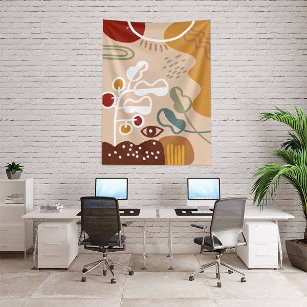 Soyut Güneş ve Doğal Formlar Minimal Duvar Örtüsü – Modern Sanat Dekoru 6271