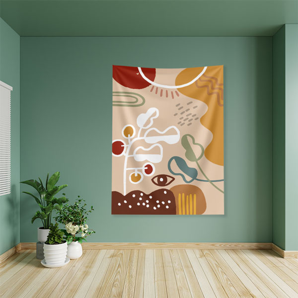 Soyut Güneş ve Doğal Formlar Minimal Duvar Örtüsü – Modern Sanat Dekoru 6271