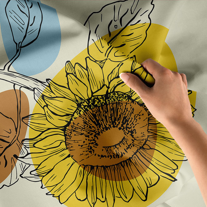 Modern Ayçiçeği Çizim Tasarımlı Duvar Örtüsü – Minimal Çiçek Dekoru 6274